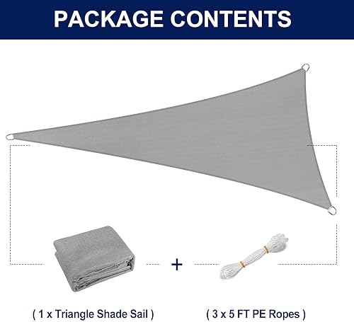 Miniatura 5 de PureFit - Toldo triangular para exteriores, 8 x 8 x 8 pies, toldo de protección solar con bloqueo UV, toldo de sombra, cubierta de patio para patio