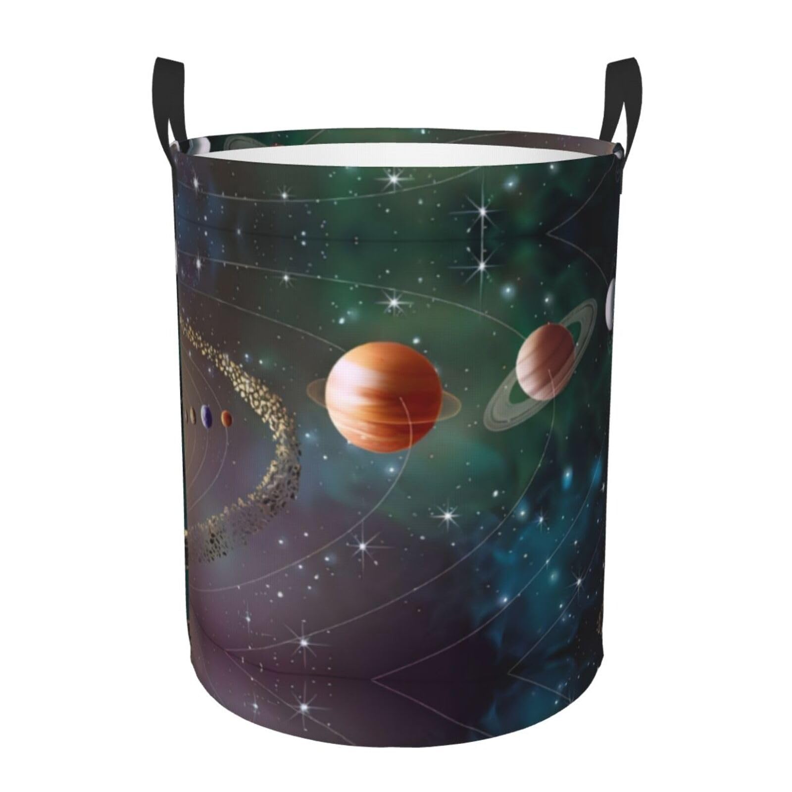 M Circular Hamper planet space solar system Print for Dirty Clothes