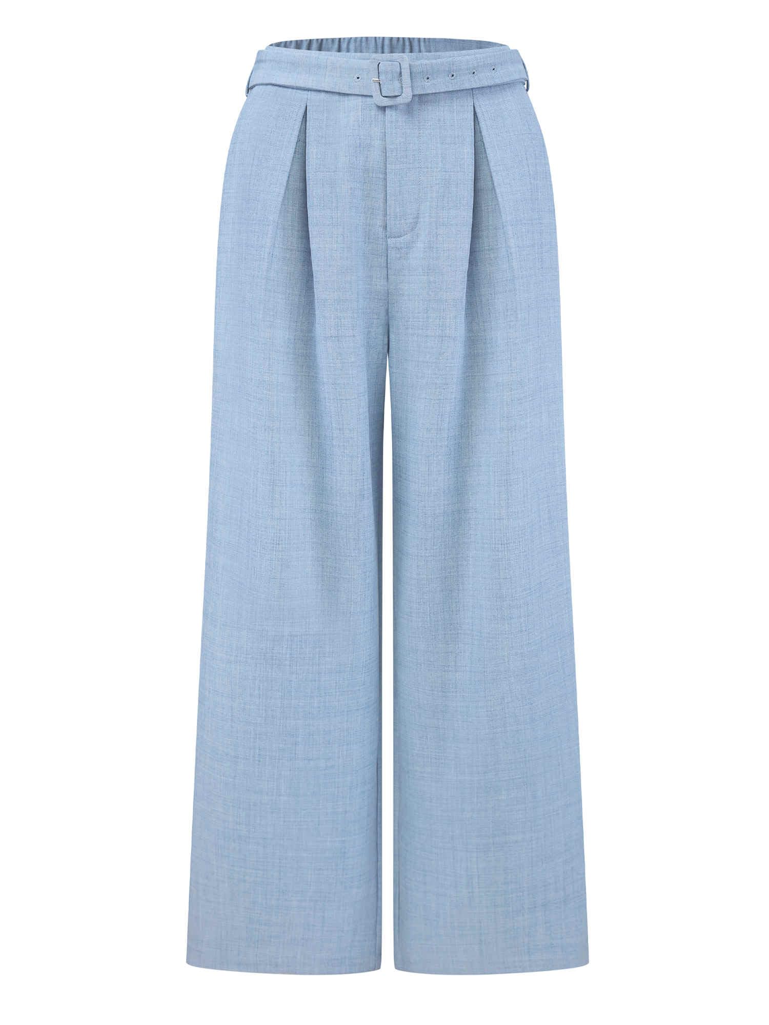 Womens Work Pant Wide Leg Belted Business Casual Straight Long Trousers
