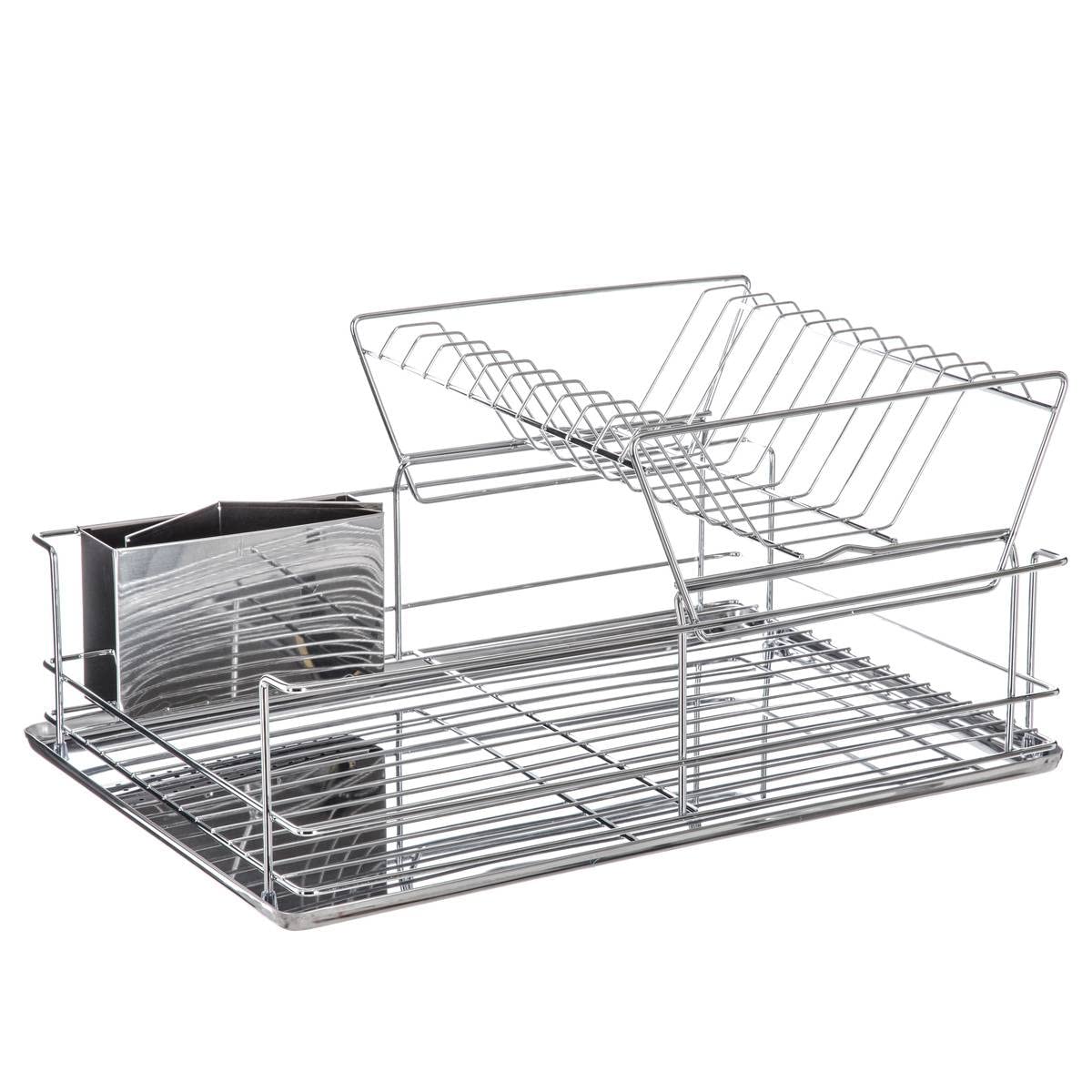 2 tier dish drainer with removable plate- practical and easy upkeep- STAINLESS STEEL