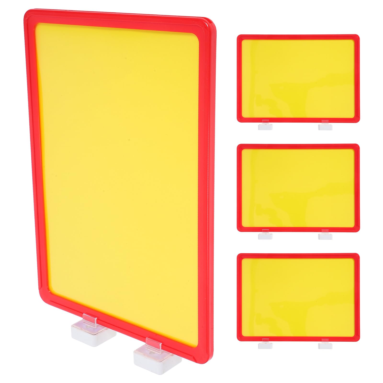 Porte-étiquette Magnétique Lot de 4 Rouge pour Étagères de Stockage Design Magnétique Sécurisé Panneau D'affichage Effaçable à Sec Panneaux A4 pour Entrepôt