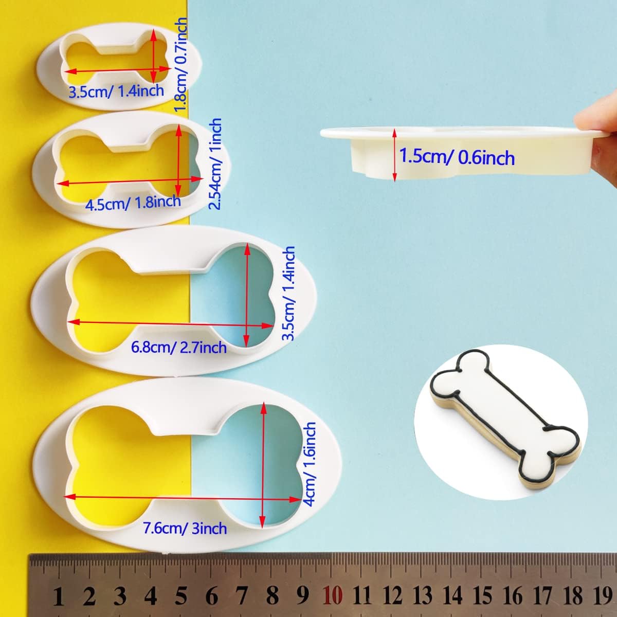 Dog Bone Cookie Cutters, Bone Shape Cookie Cutters 4 Pcs/Set, Dog Treats Cookie Cutter, Homemade Dog Biscuit Treats Cutters Plastic Different Sizes Mini Small Medium Big : Pet Supplies