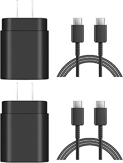Super Fast Wall Charger USB-C Fasting Charging Cable 6ft for Samsung Galaxy S23/S22/S22+/S22 Ultra/ S21/S21+/S21 Ultra/S20/S20+/S20 Ultra/Note 20/Note 20 Ultra/Note 10/Note10+ (2-Pack)