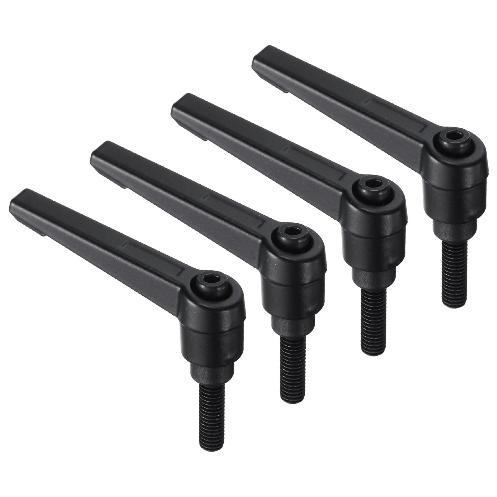 uxcell 4pcs Clamping Lever Handles, M6 x 20mm Black Oxide Carbon Steel Threaded Male Stud, Adjustable Handles Locking Quick Release Ratchet Push Button Bolt Knobs, Black
