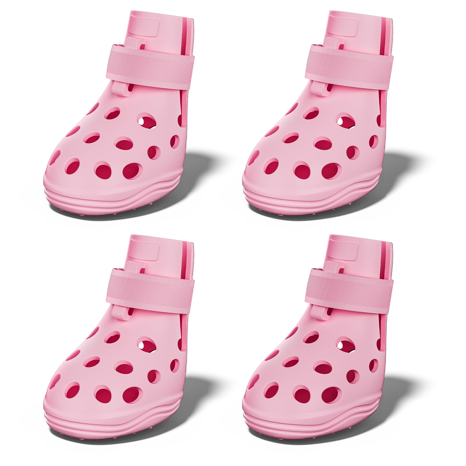 Dog Shoes for Hot Pavement, Breathable Dog Boots Paw Protectors with Adjustable Straps & Non-Slip Sole, Easy On & Off, Waterproof, Easy-Cleaning (Pink, S)