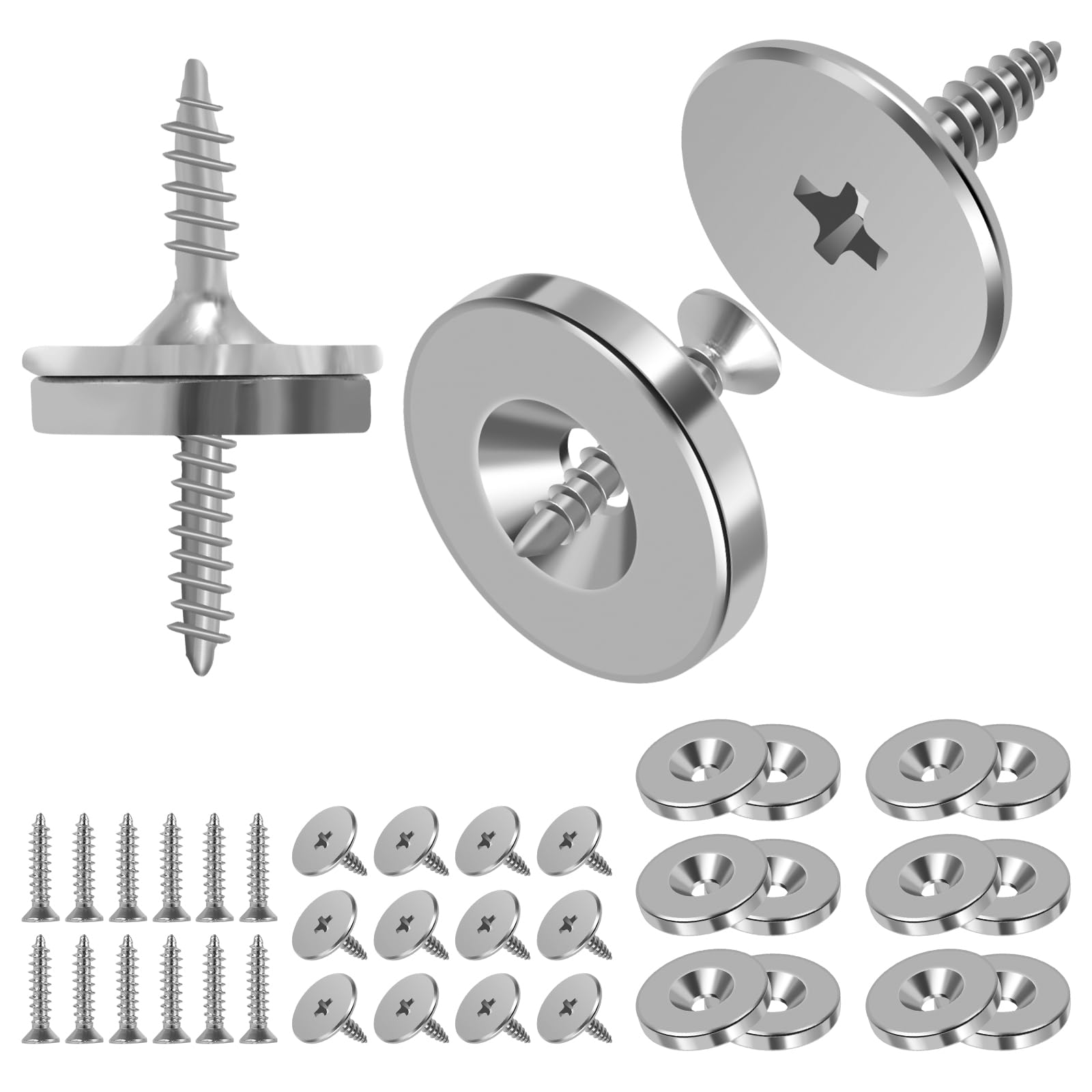 Shaojian Silver 12 Pack Cupboard Magnetic Door Catch Concealed Cupboard Door Magnets With Strong Magnetic, Furniture Door Magnet Closing Catch For Kitchen Cupboard Closet Cabinet Door(Silver)