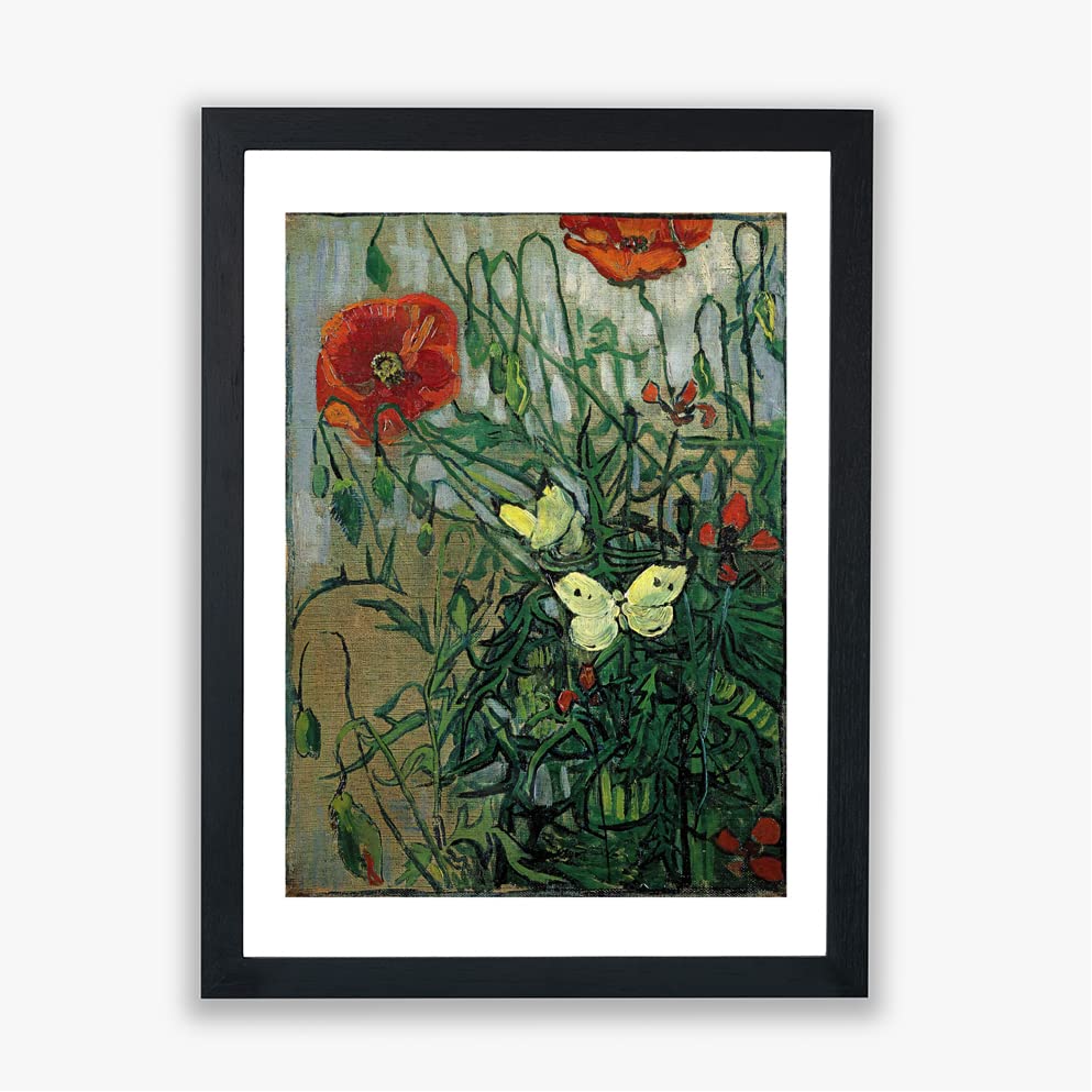 Papillons et coquelicots Vincent Van Gogh impression murale XL pour habiller un grand mur