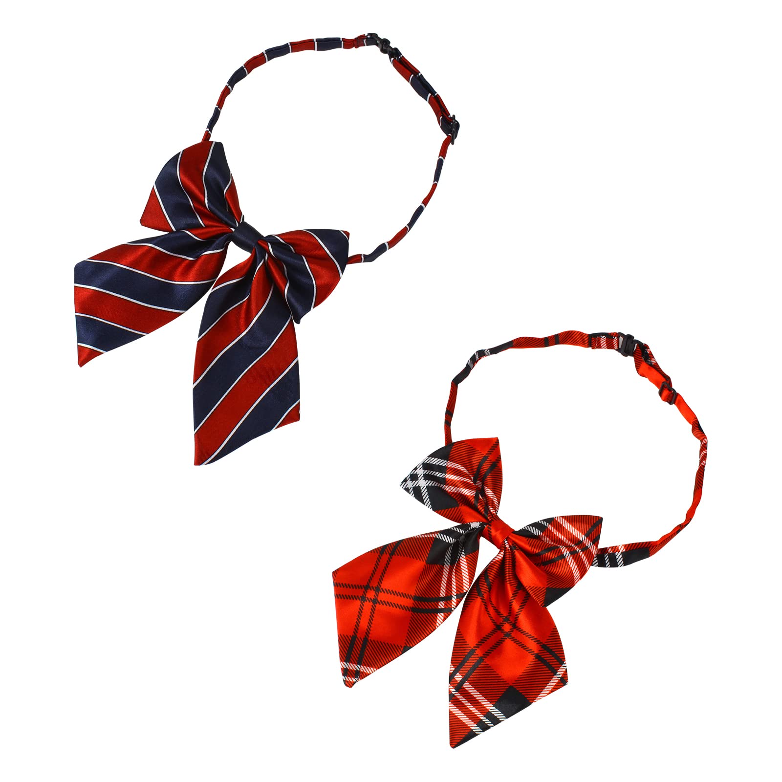 Larcele 4-Pack Girls JK Uniform Bow Ties Adjustable Bowtie Large Ribbon Neck Ties School Uniforms Accessories LJD-01 (Multicolor 2)