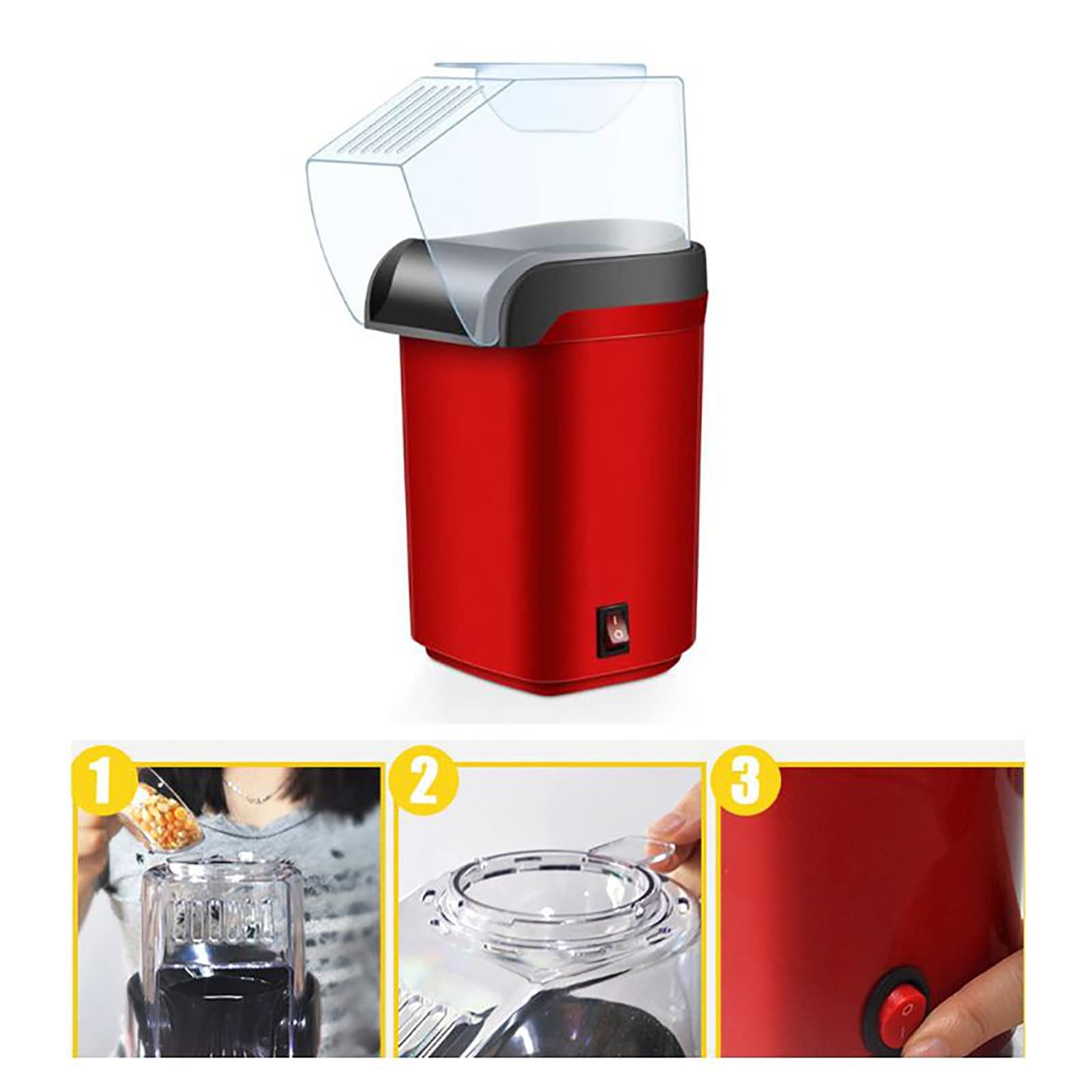1200W Machine À Pop-corn Électrique Machine À Pop-corn À Air Chaud 3 Minutes Fast Healthy Home Made Treats Machine À Popper Sans Graisse D'huile Sans BPA Et Antiadhésif Pour Les Soirées Cinéma Maison