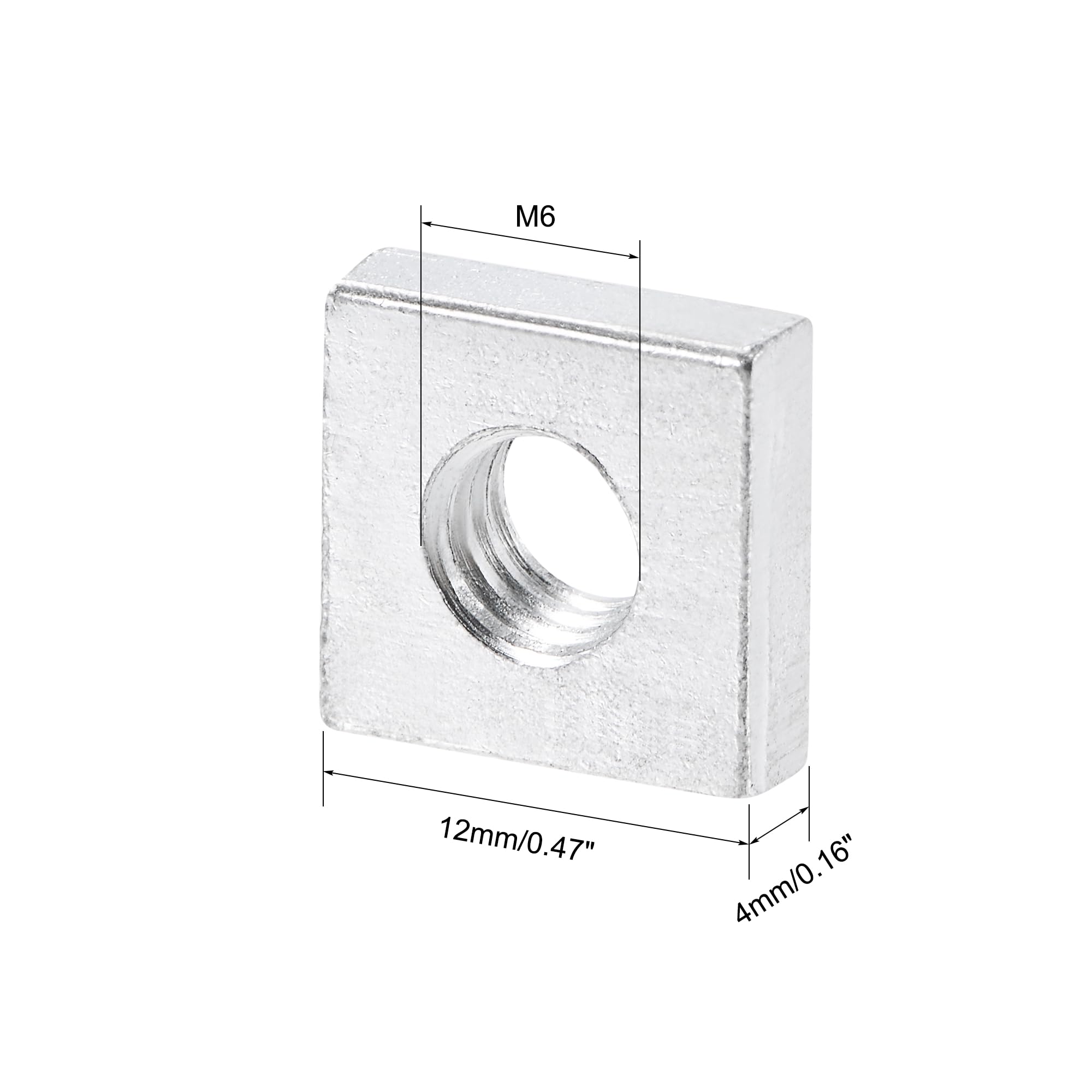 QUARKZMAN Dadi Quadrati, M6x12mmx4mm Zincati Metrici a Filettatura Grossa Assortimento, 25 Pz