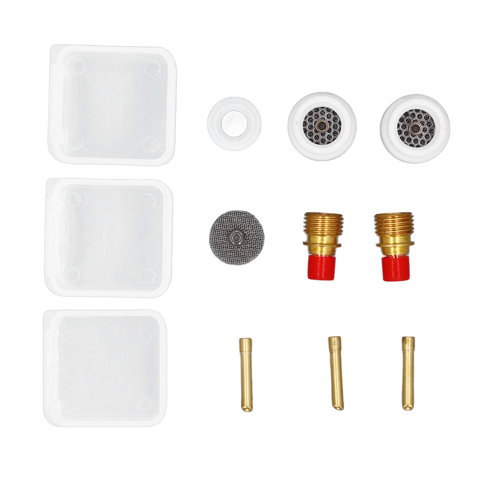 TIG White Ceramic Cup12 Pcs Set TIG Gas Lens Kit for WP 9 20 25 Series, Versatile Application, Wide Compatibility with Convenient Storage