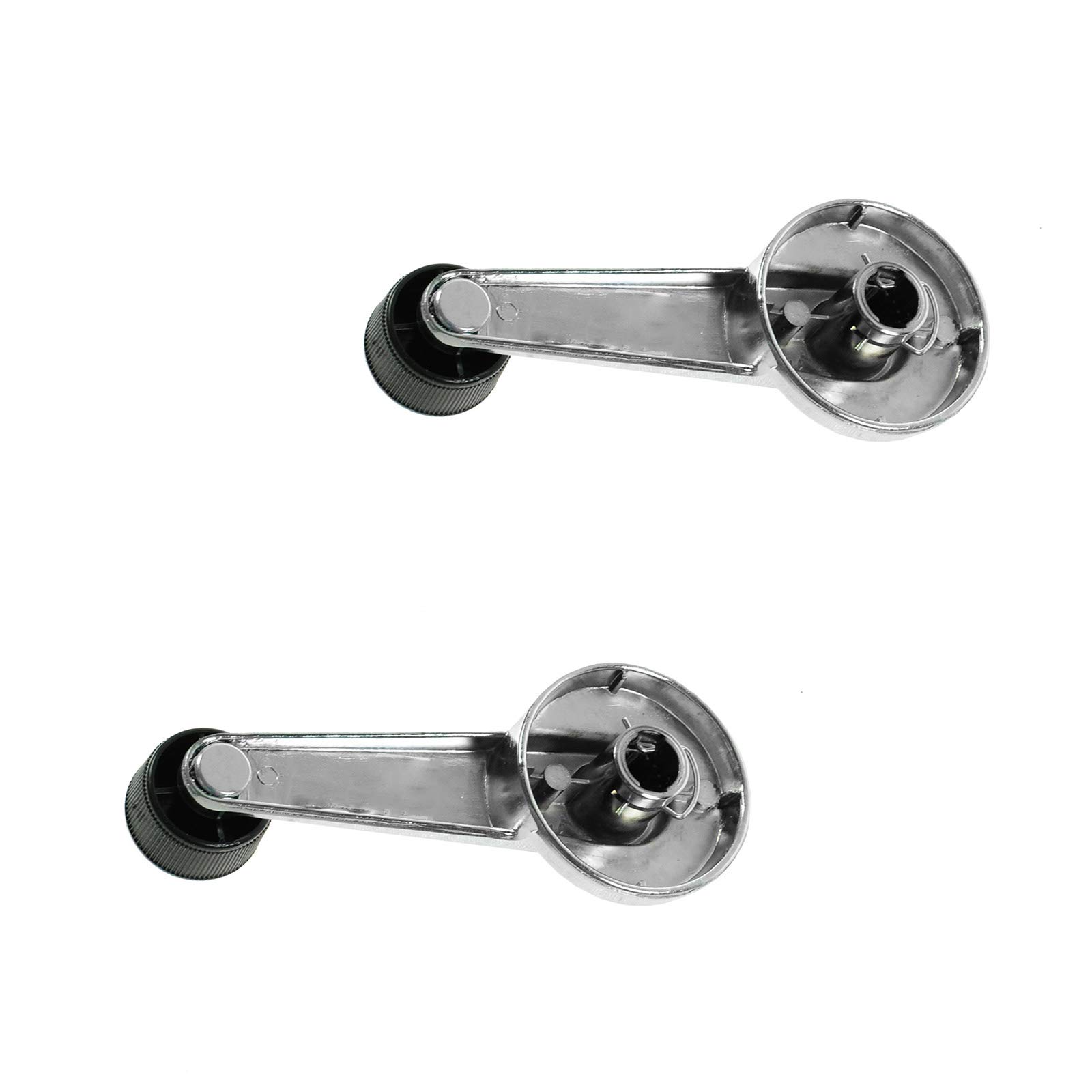 TRQ Chrome & Black Window Roll Up Crank Handle Set Compatible with Chevy Pickup Truck C/K