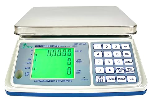 Miniatura 1 de TREE MCT 3 Plus - Báscula de conteo MID - Capacidad de 3 libras, precisión de 0.0001 libras, pantalla LCD, conteo preciso de inventario en