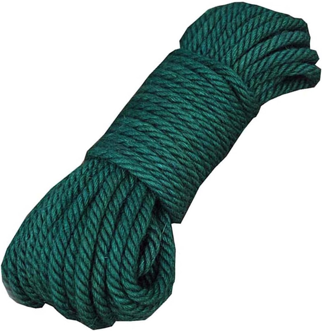 Fendawn Strive Hemp Rope Natural Jute Twine Rope for Arts Crafts Decoration 6mm x 20m (1/4" x 65ft), Green