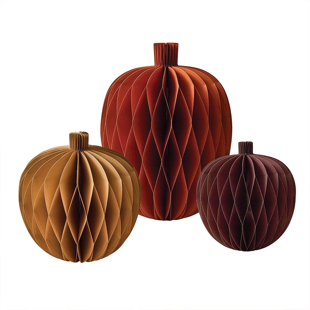 Pumpkin Honeycomb Decorations Set Pack of 3, Halloween Table Decorations, Autumn Pumpkin Party Décor for Home and Seasonal Celebrations