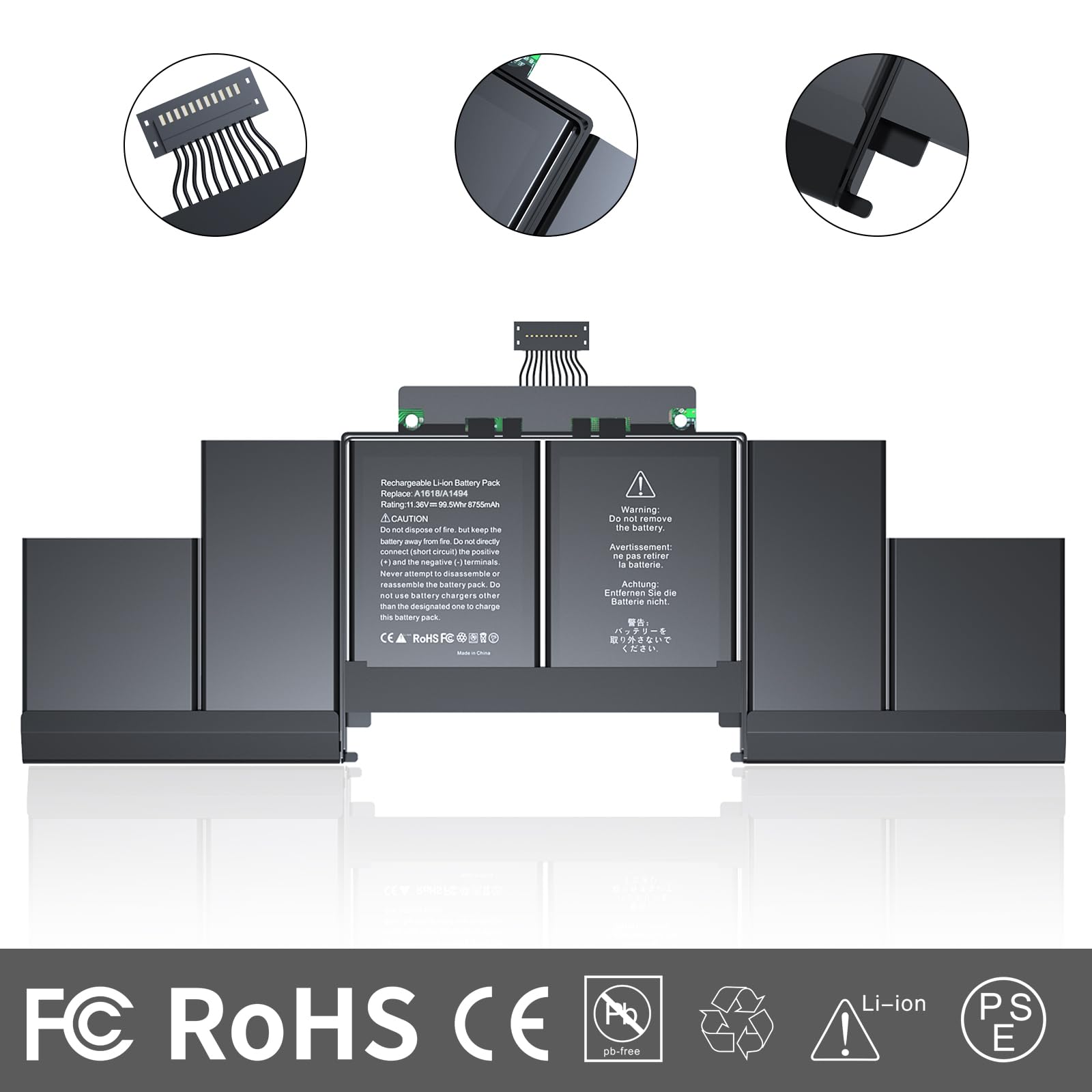 BND A1398 MacBook Pro BateríaA1618 A1494 Reemplazo pour MacBook