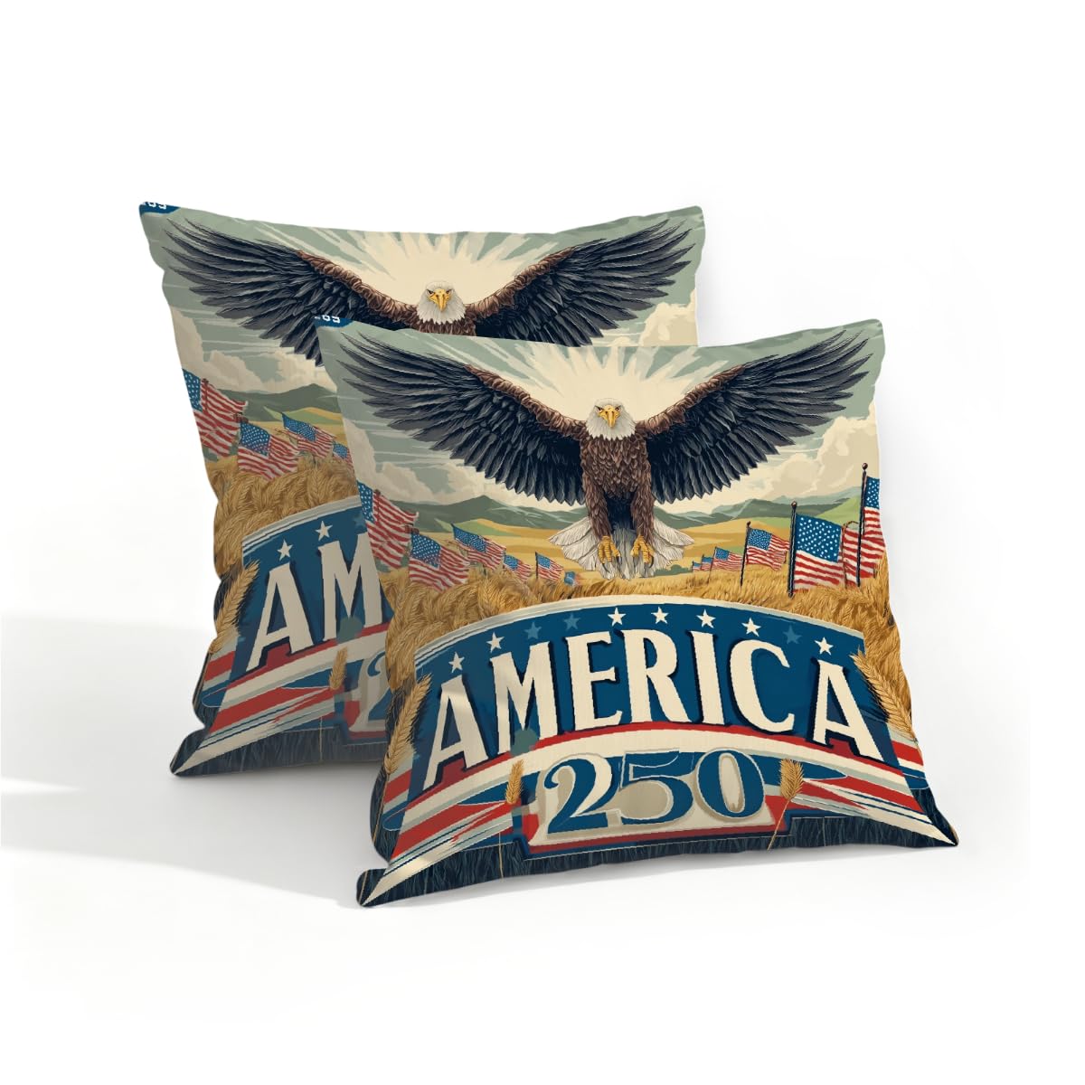 Outdoor Pillow Covers Waterproof Pillowcases 16x16in Set of 2 America-250th Anniversary Harvest Decorative Throw Cushion Case for Couch Sofa Garden Patio Furniture