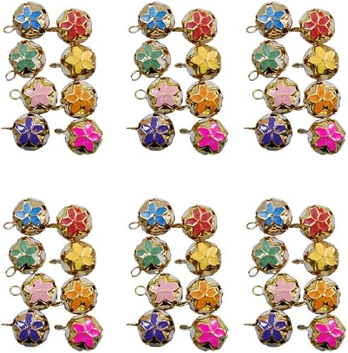EXCEART - 100 colgantes vintage de campanas de cerezo en flor de hierro, campanas huecas de Janpanese para bricolaje manualidades llavero mochila