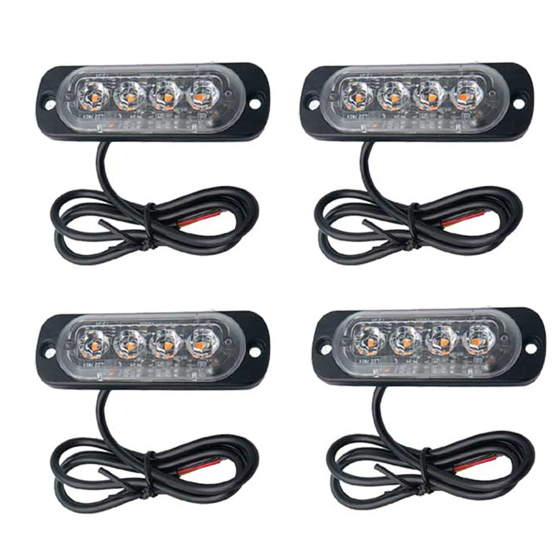 Awaryjne ?wiat?a stroboskopowe do samochodu 4 diody led pasek o?wietleniowy ?ó?ty grill awaria migaj?ce 12 V 24 V do przyczepy do ci??arówki przyczepa kempingowa ?ód? Van zestaw 4 szt.
