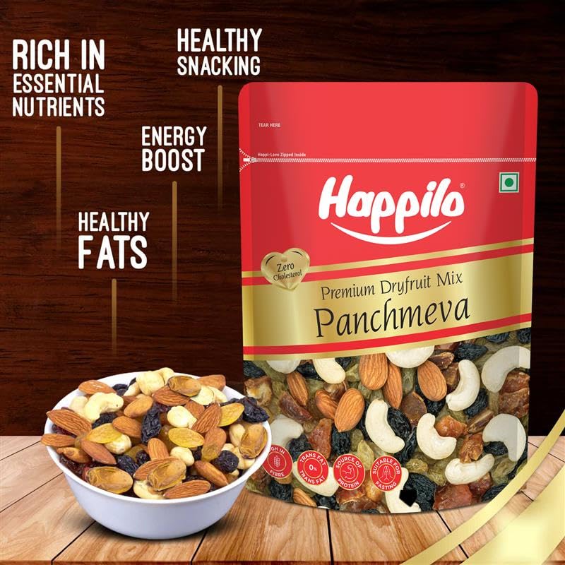 Image of Happilo Classic Panchmewa Dry Fruit Mix 400g | Fit for Fasting | Healthy Snacks Mixed Nuts | Dates | Golden Raisins | Afghan Raisins | Cashews | California Almonds