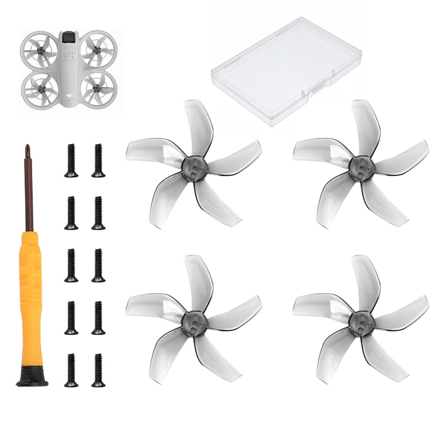 2 Pairs Low Noise Propellers Compatible with DJI NEO, Propeller Quiet for DJI NEO, Safe Multicoloured Available Low Noise Quick Release Robust Drone Accessories, Propeller Replacement Wings, Grey