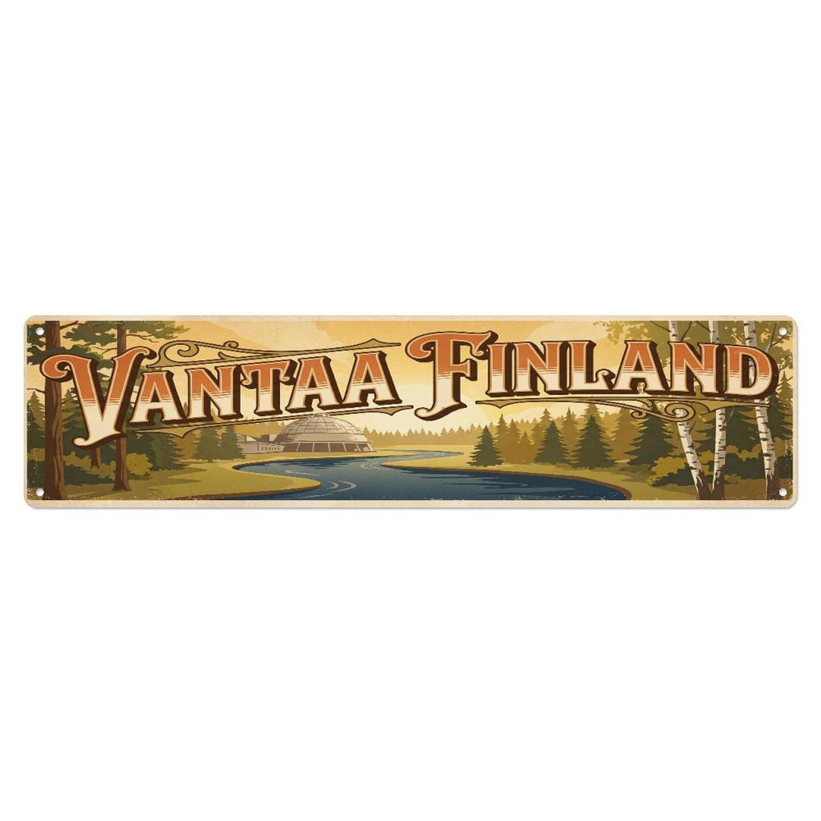 Tgrcjimh Style Metal Tin Sign Retro Travel Finland Vantaa