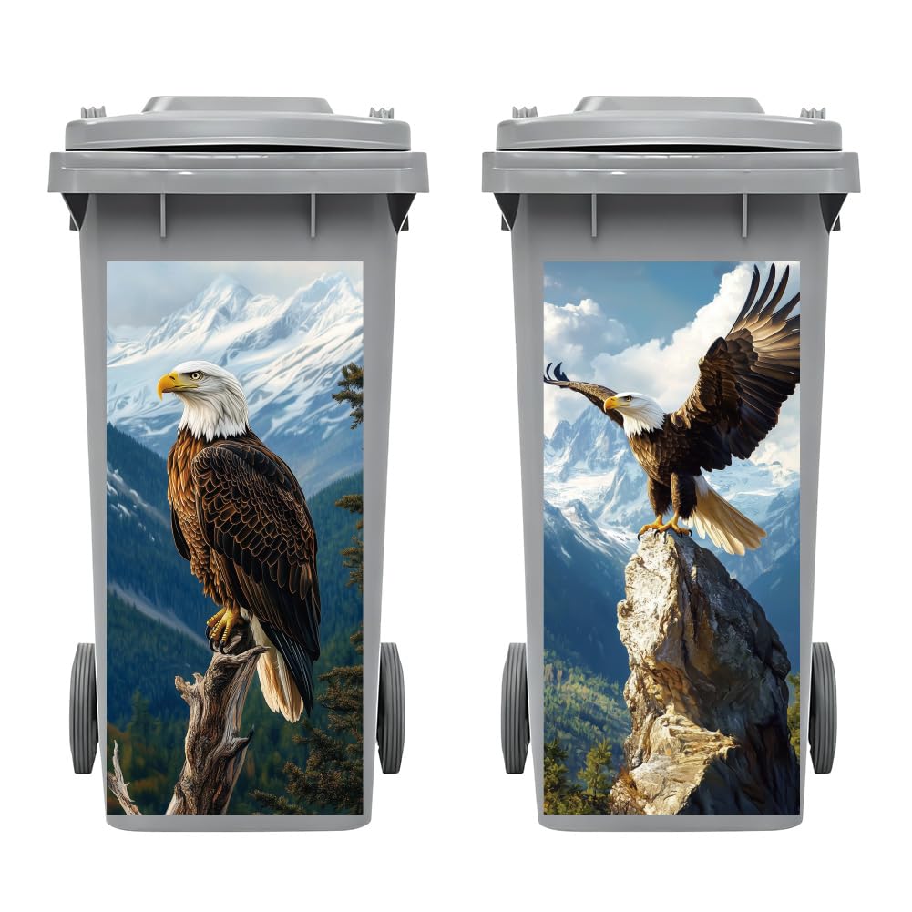 Peacoblue 2 Sheets Wheelie Bin Stickers Eagle for Dustbin Decorative