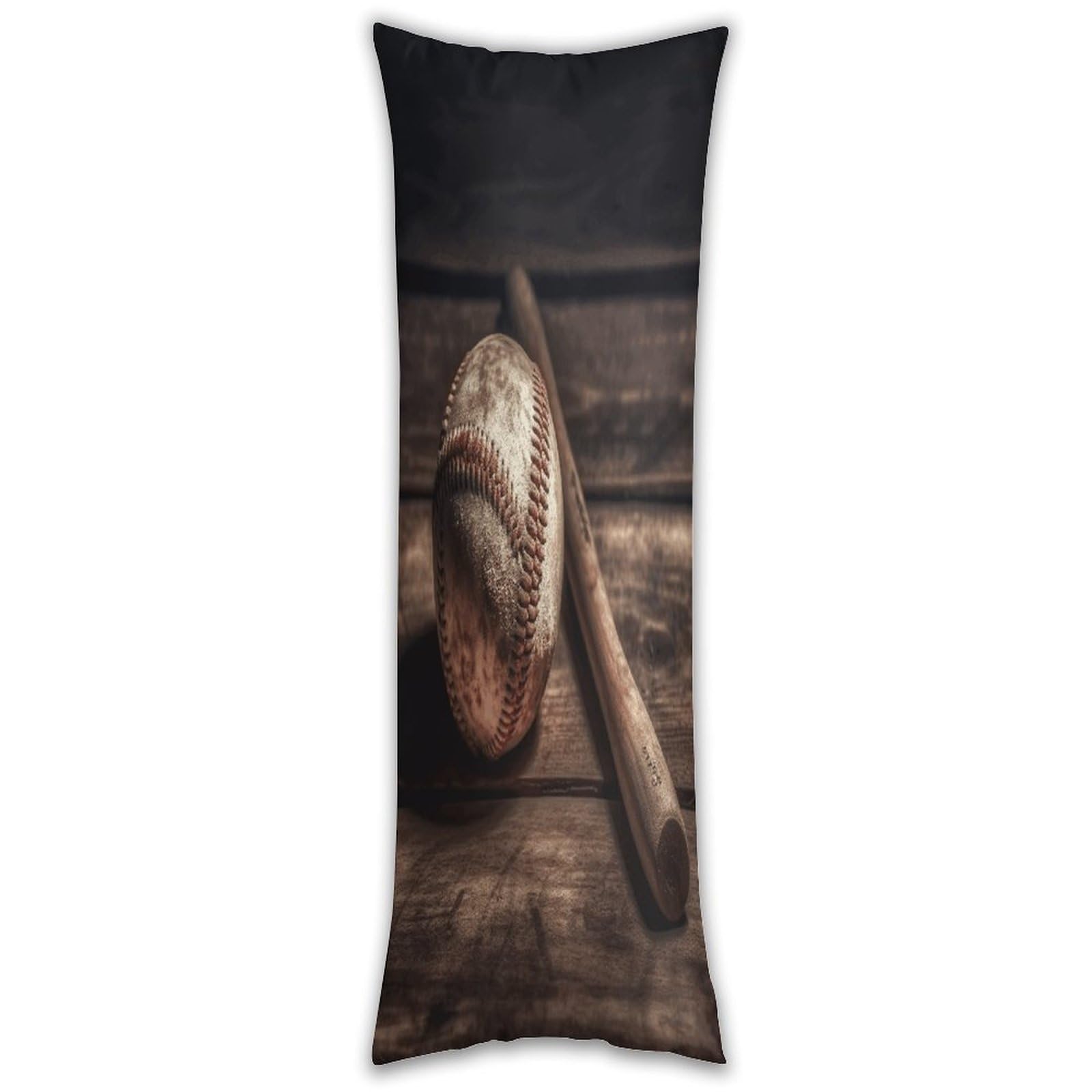 Baseball on Wooden Long Pillow Case with Zipper Ultra Soft Microfiber Long Pillow Cover Breathable Body Pillow Protector Soft Wrinkle Pillowcase for Bed Sofa Bedroom 53 X 19 in