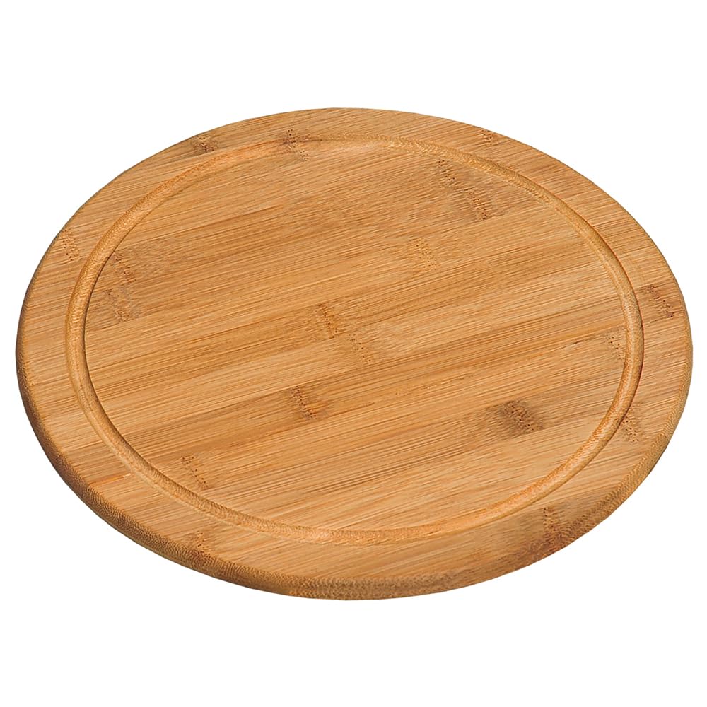 Kesper Vesperteller Set rund Ø 25 cm – 4-teiliges Frühstücksteller-Set aus FSC-zertifiziertem Bambus – Brotzeitteller mit Saftrille – natürlich, robust & messerschonend - 5844215