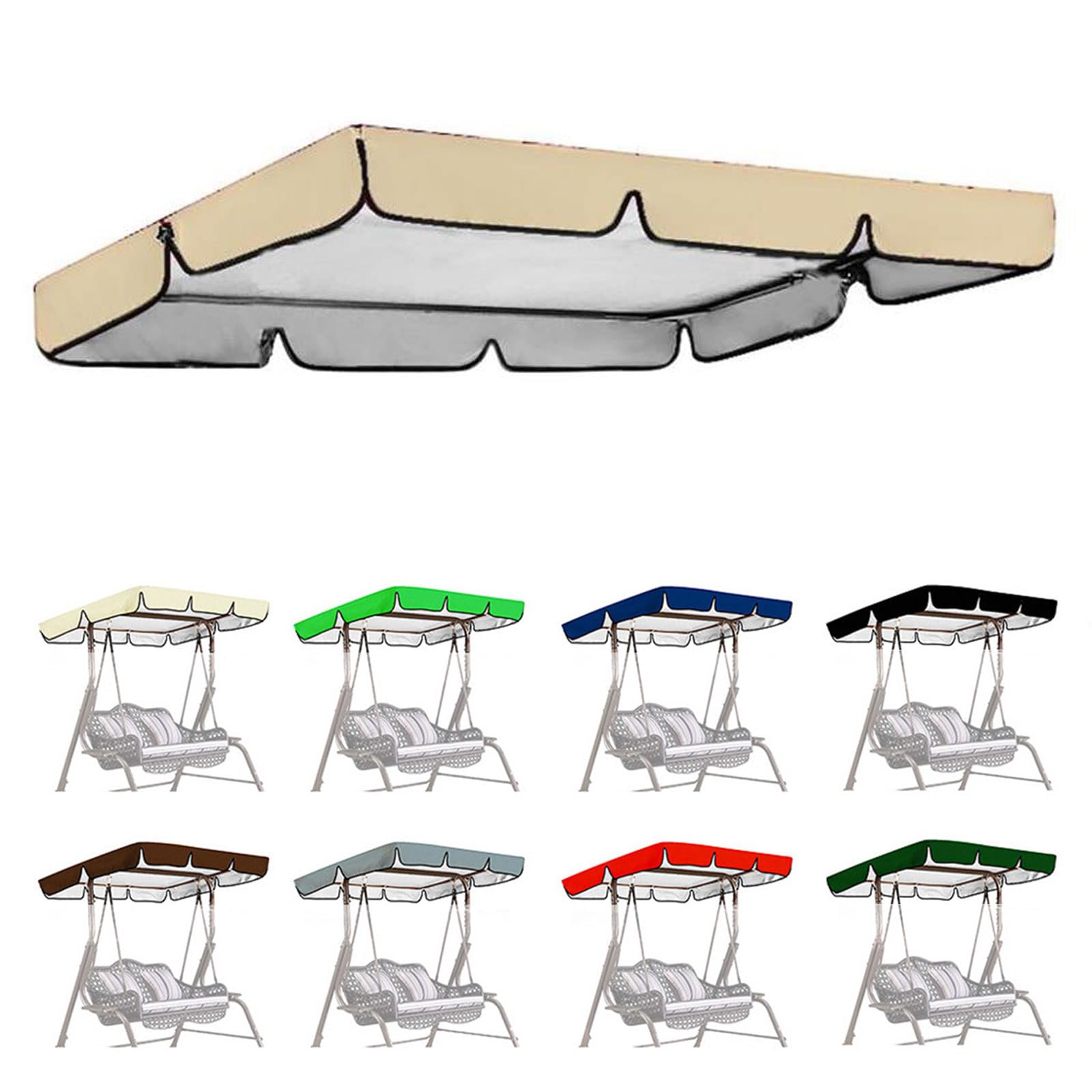 Tettuccio per Dondolo 3 Posti Impermeabile,Tetto di Ricambio per Dondolo da Giardino Copertura Dondolo Rivestimento PU Anti-UV Anti-Acqua (Size:195 * 125 * 15cm,Color:Beige)