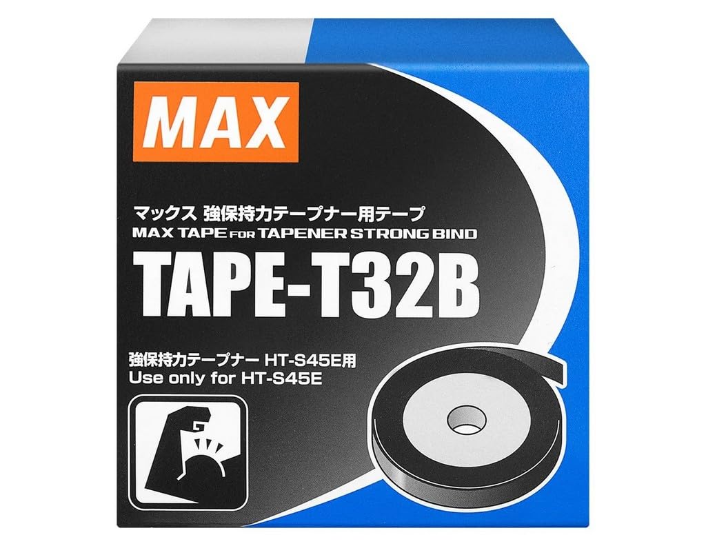 MAX TAPE-T32B Tape for Strong Bind Tapeners (Box of 5 Rolls), Black