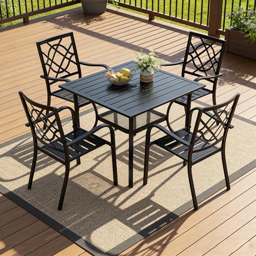 5-Piece Outdoor Wrought Iron Chairs and Table Patio Dining…