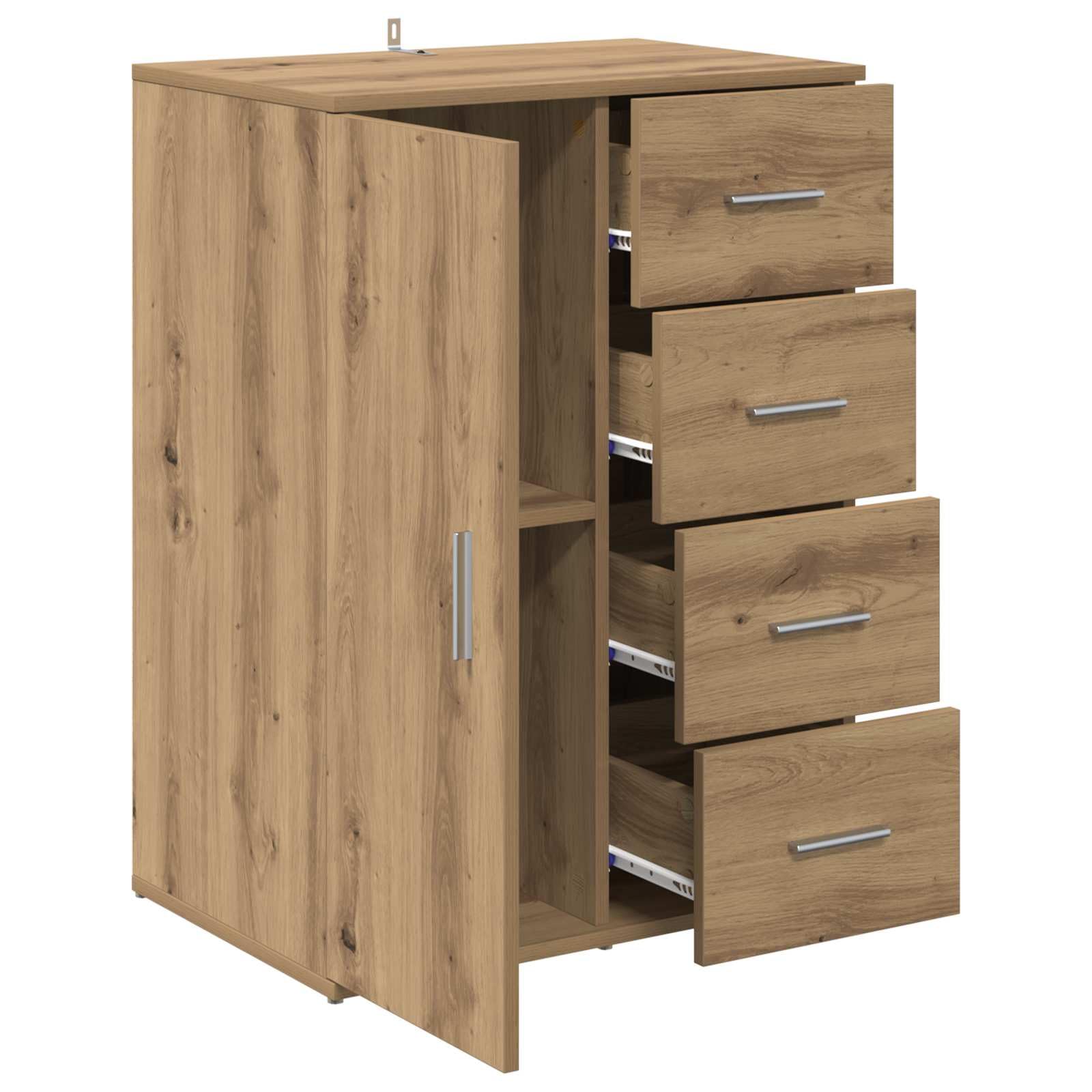 Credenza in rovere Artisan, 59 x 39 x 80 cm, con cassetto e porta, soluzione versatile per soggiorno, sala da pranzo, cucina e ufficio