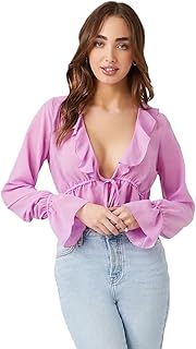 بلوزة ترامبيت مكشكشة للنساء من فورايفر 21