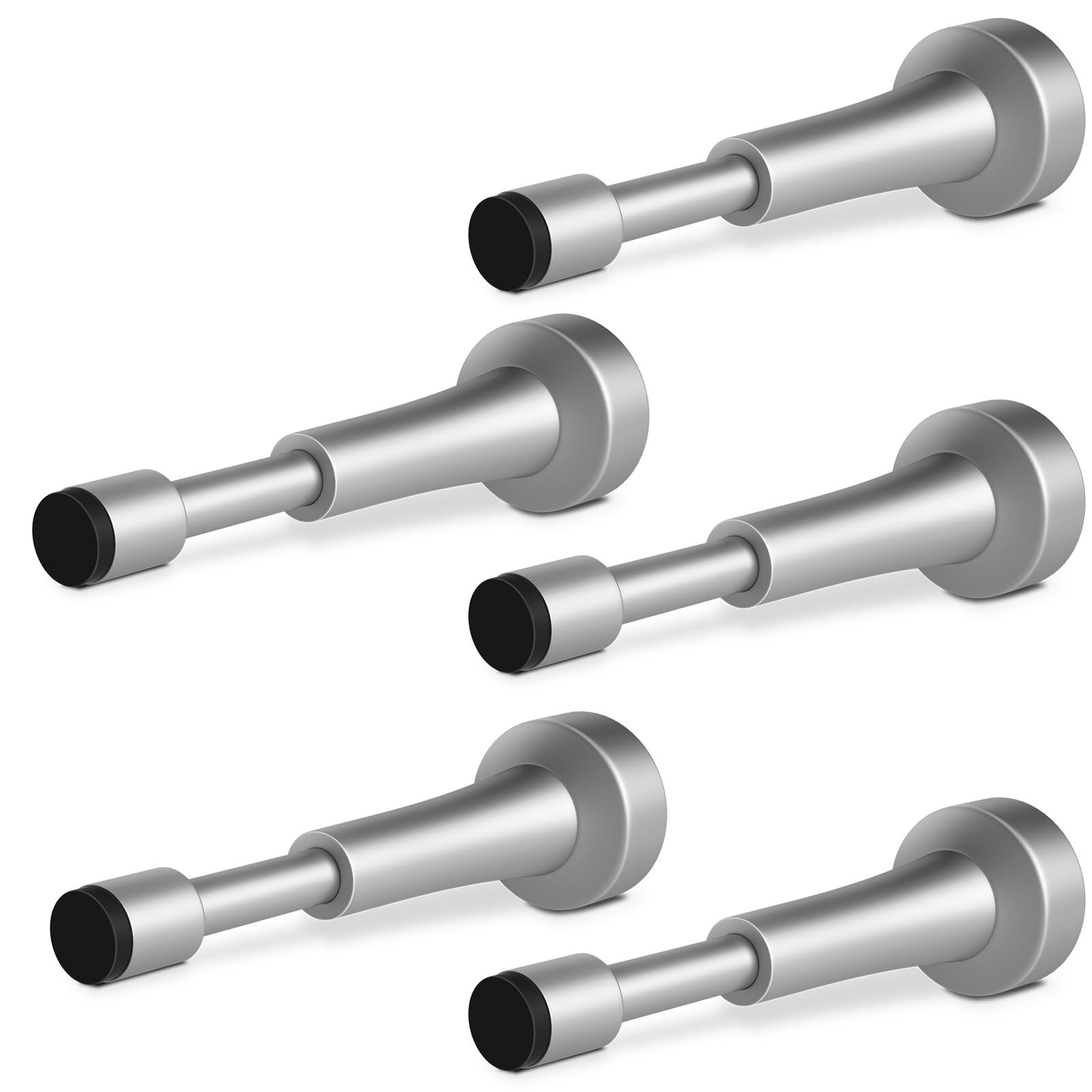 Photo 1 of 5PCS Spring Door Stoppers for Wall - 4.33 Inch Door Stop for Bottom of Door, Aluminum Doorstopper with Silicone Tip, Screw & Adhesive Installation, Silver