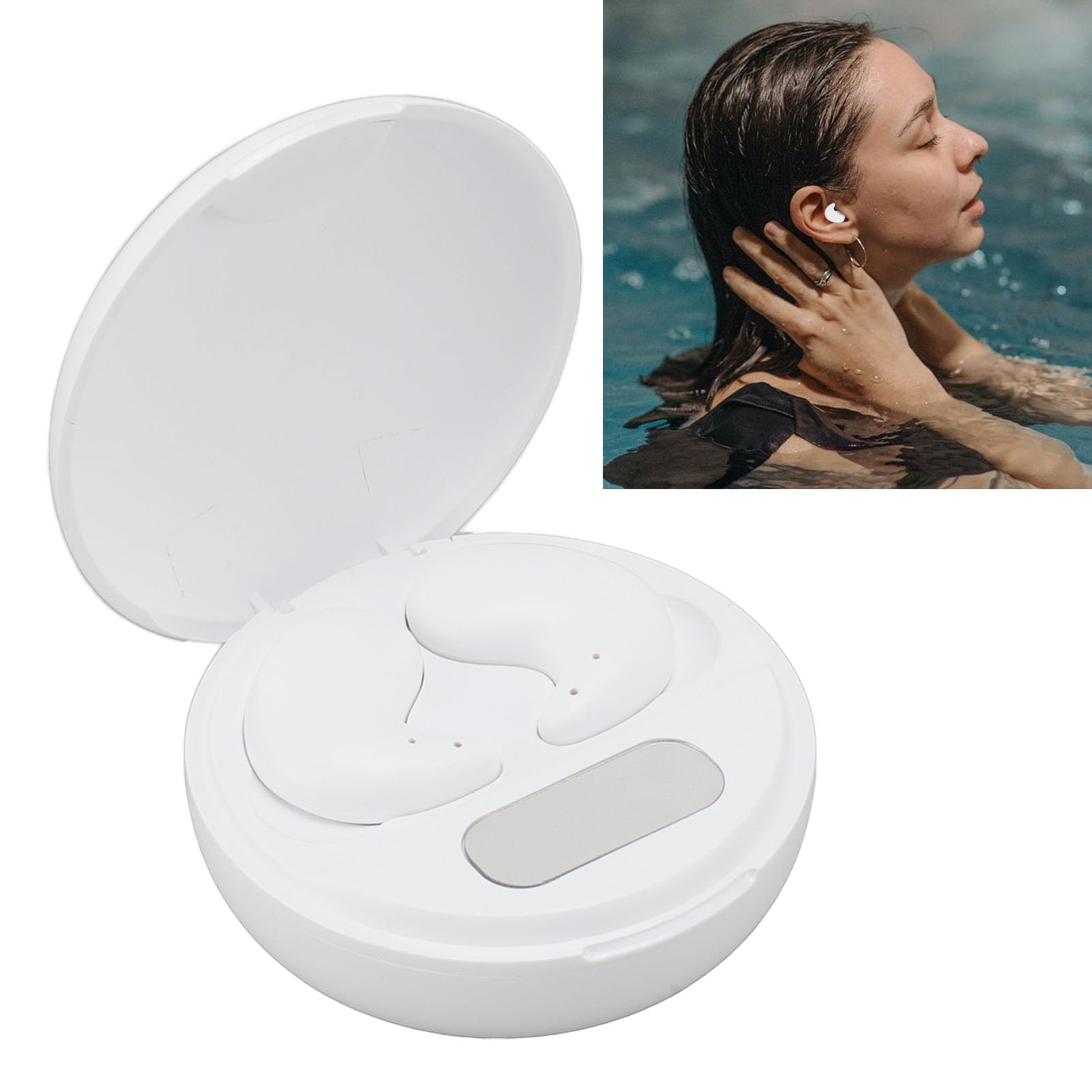 Jectse Mini Auriculares Inalámbricos, Auriculares 5.3, Auriculares Intrauditivos con Cancelación de Ruido, Auriculares Ligeros para Dormir con Estuche de Carga, para Personas Que (White)