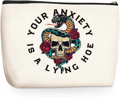 Miniatura 7 de Bolsa de maquillaje de salud mental, bolsa de cosméticos, bolsa de aseo de viaje para el cuidado personal, regalos de salud mental, bolsa con