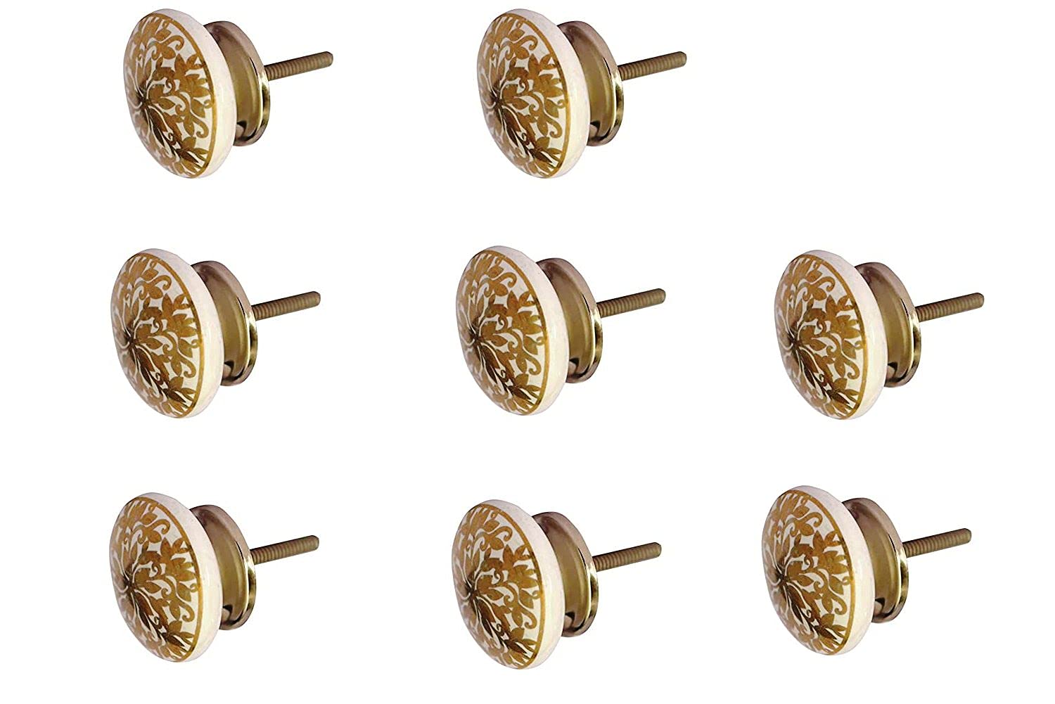 APEX OUTLET ™ Ceramic knobs for Drawer, Dresser, Wardrobe, Cabinet, cupboards, Standard Size Golden Color