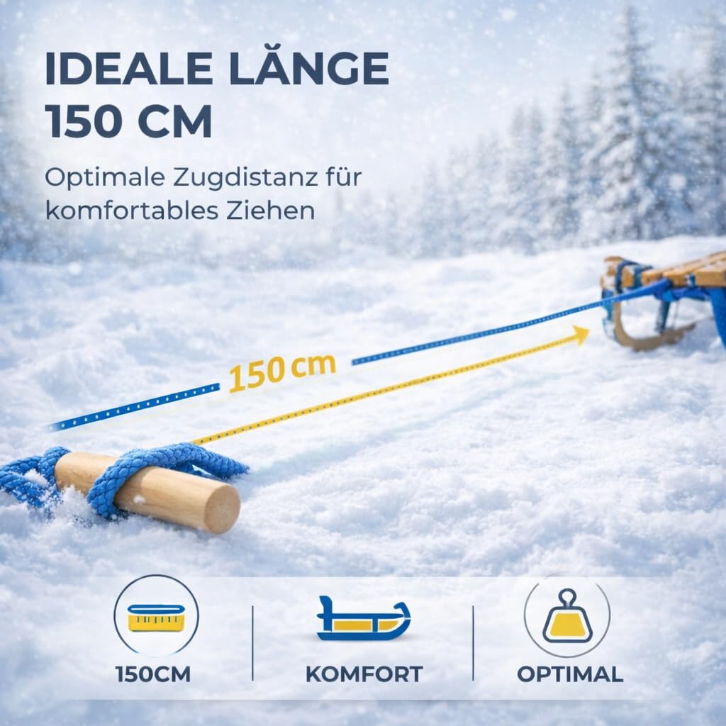 Suaflny Slee touw met karabijnhaak, slee met handvat, 4 m slee trekkoord, slee touw met karabijnhaak, slee met handvat, slee trekkoord voor slee en slee in de winter (rood