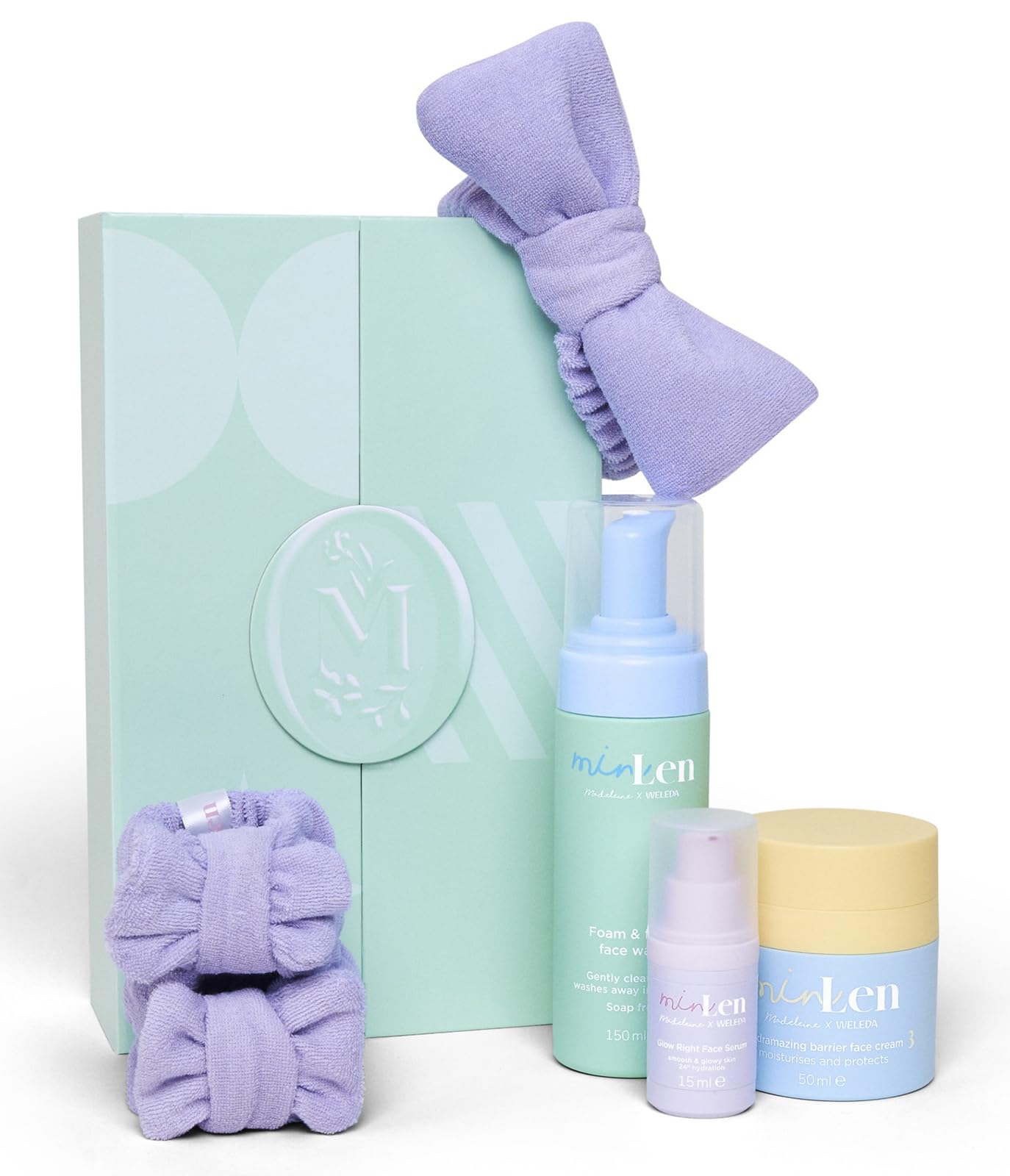 From Head to Glow Set Naturkosmetik Gesichtspflege Geschenkset für Kids & Tweens - Foam & Fresh Waschgel, Barrier Gesichtscreme/Feuchtigkeitscreme & Travelsize Glow Right Face Serum (vegan)