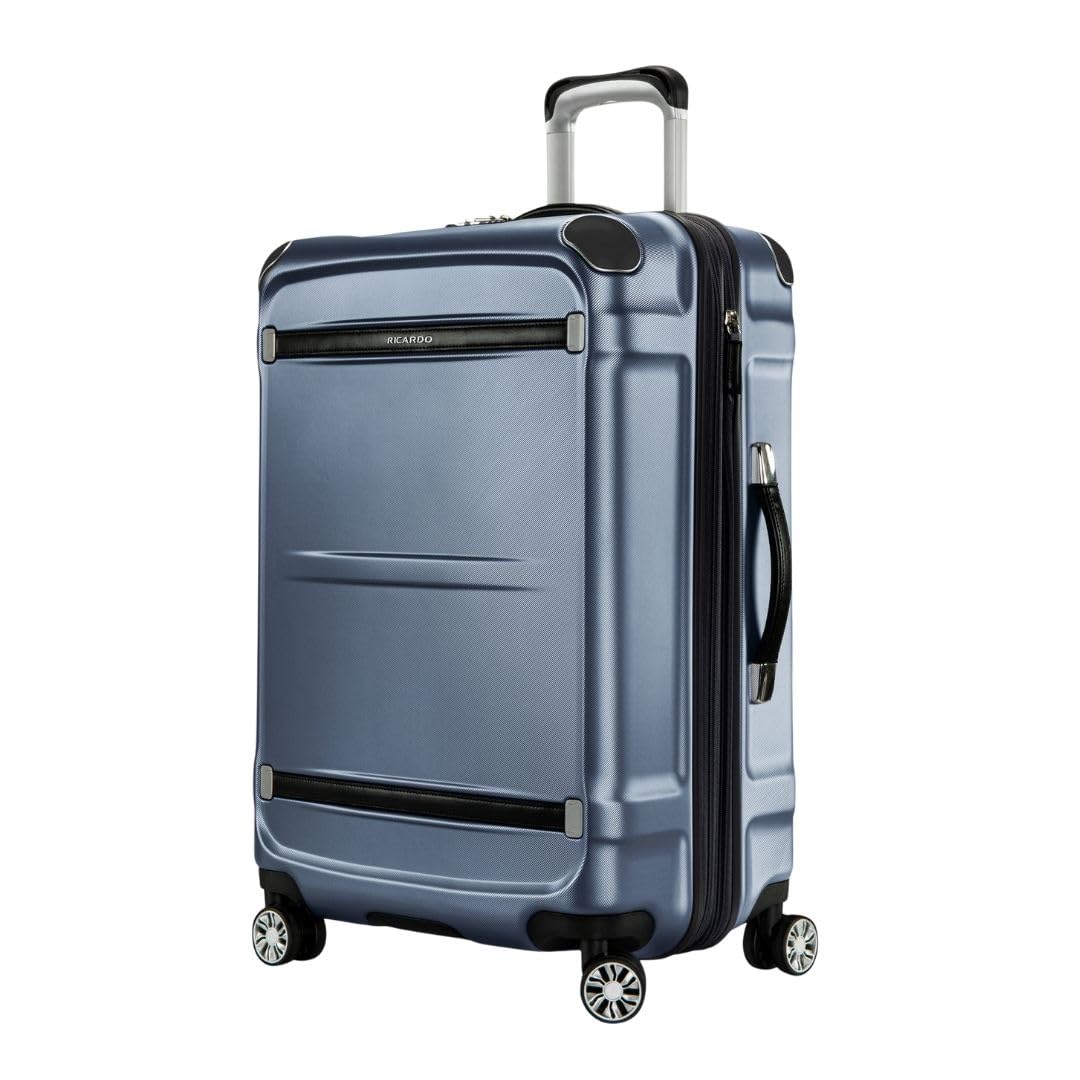Ricardo Beverly Hills Rodeo Drive 2.0 Hardside 4 Wheel Spinner, TSA Lock, Lightweight Suitcase, Unisex, Stylish, Arctic Blue, 25-Inch Checked-Medium