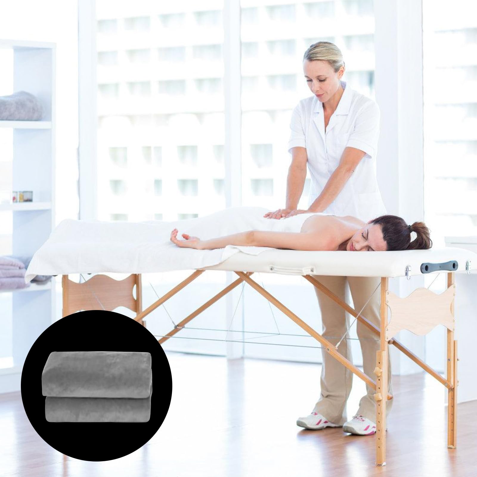 Lot de 2 housses pour table de massage : 80 x 190 cm - Housse de serrage avec trou pour table de massage - Résistante à l'huile - Lavable - Housse de massage élastique pour tables cosmétiques