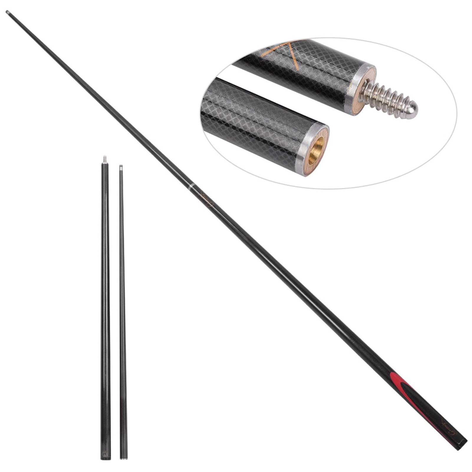 Billard Queue Sticks, Professionelle 9 mm Carbon Billard Queue, Hochwertiger Pool Queue Stick für Snooker und Billard (Carbonfaser)