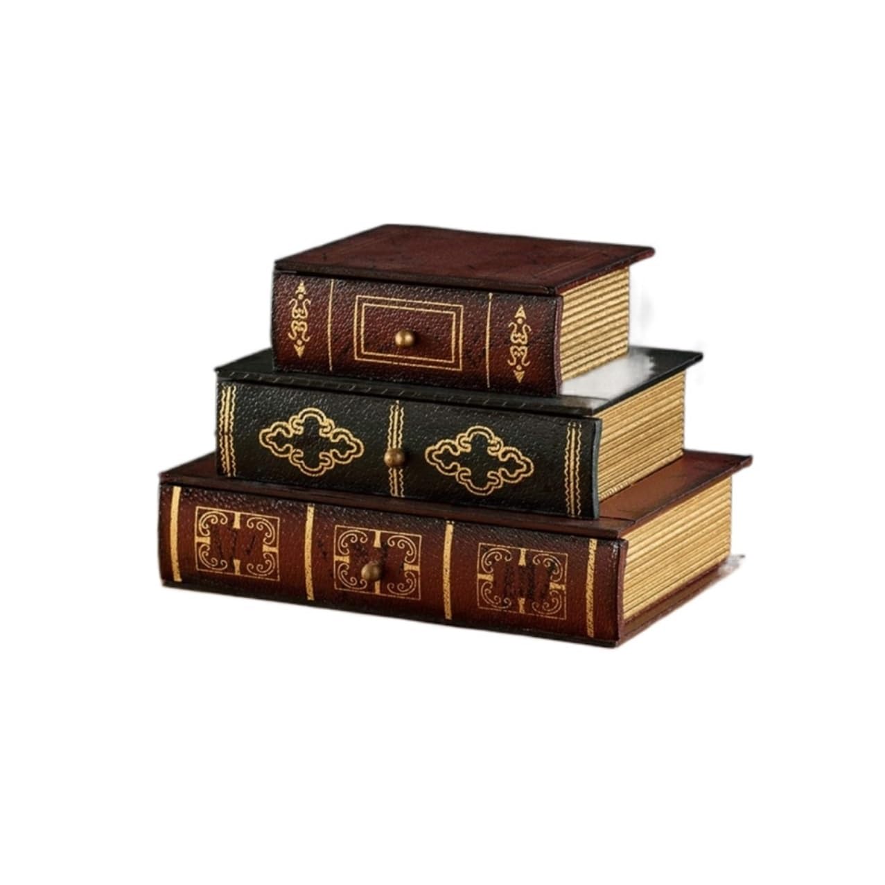 YNIYUJKL Jewelry Box 3 Drawers Hand-Made Jewelry Organizer Box Retro Wood Book Shaped Storage Box Jewellry Holder,Jewelry Box B,Jewelry Box a