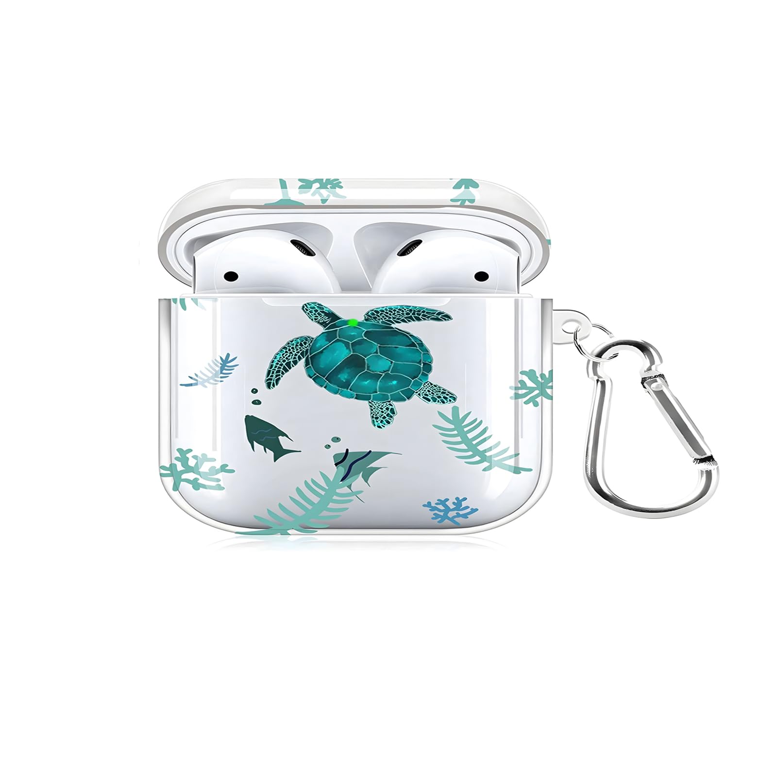 Rertnocnf Case Compatible with Airpods Pro, 3D Cute Fresh Sea Grass Turtle Pattern Portable Earbud Accessories Soft TPU Wireless Earphone Shockproof