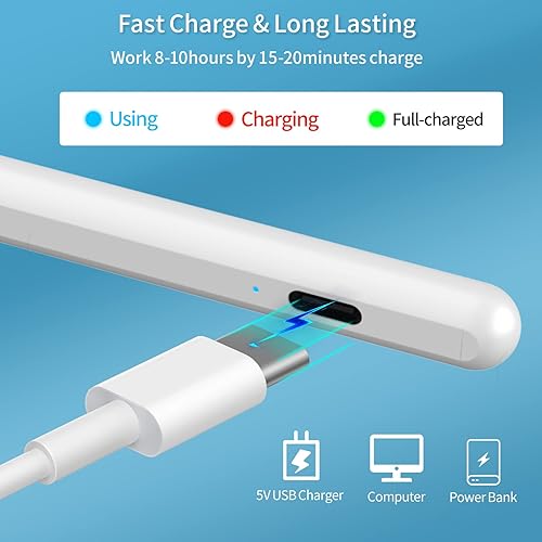 Miniatura 6 de Lápiz óptico para iPad con diseño sensible a la inclinación y magnético lápiz digital compatible con modelos 2018 y posteriores Apple iPad Pro de