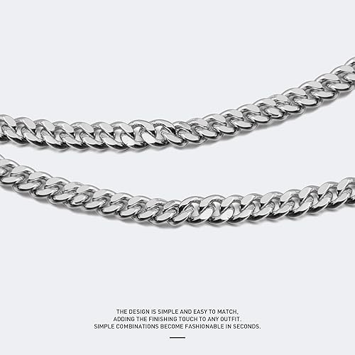 Miniatura 5 de Lazebox Jewelry Set for Men Women Boys Girls, Stainless Steel Cuban Link Chain Necklace 18inch and Stainless Steel Cross Pendant Necklace 24inch