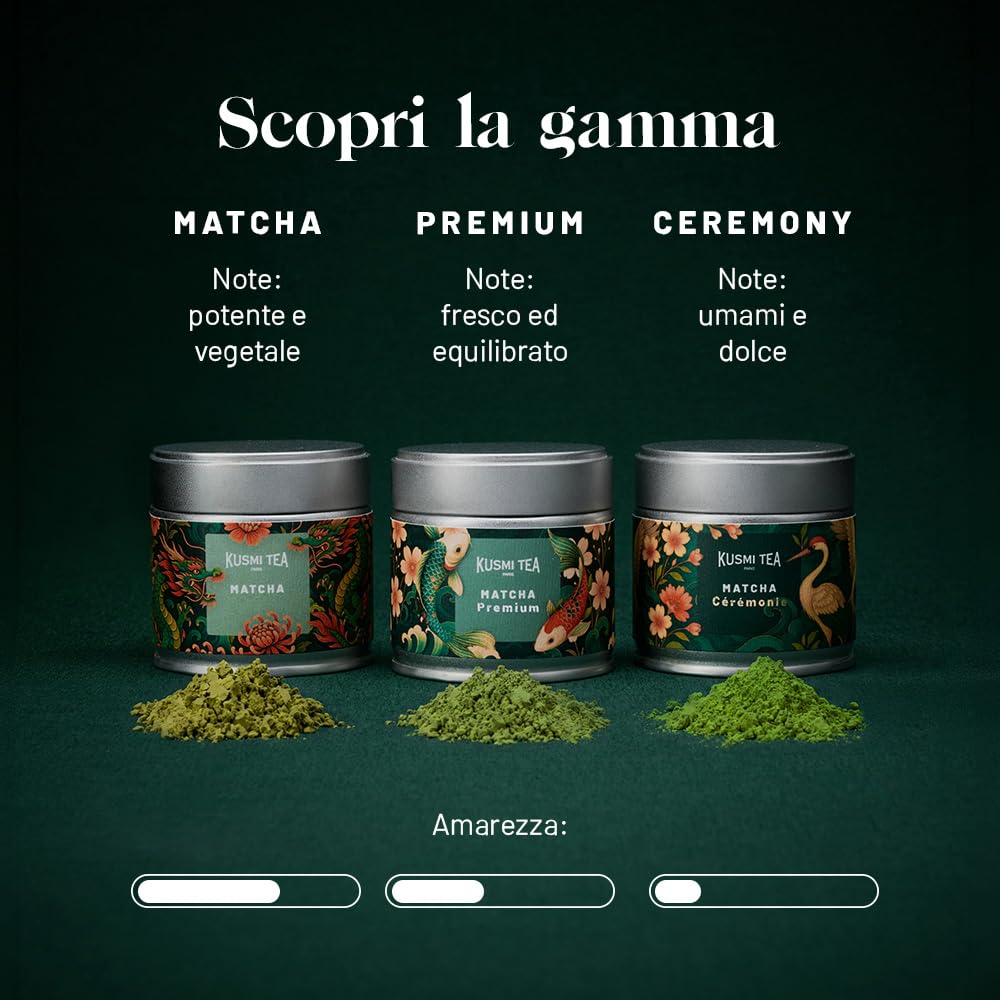 Kusmi Tea - Tè Matcha Bio Cerimonia - Tè Verde Giapponese in Polvere - Matcha Latte - 30g