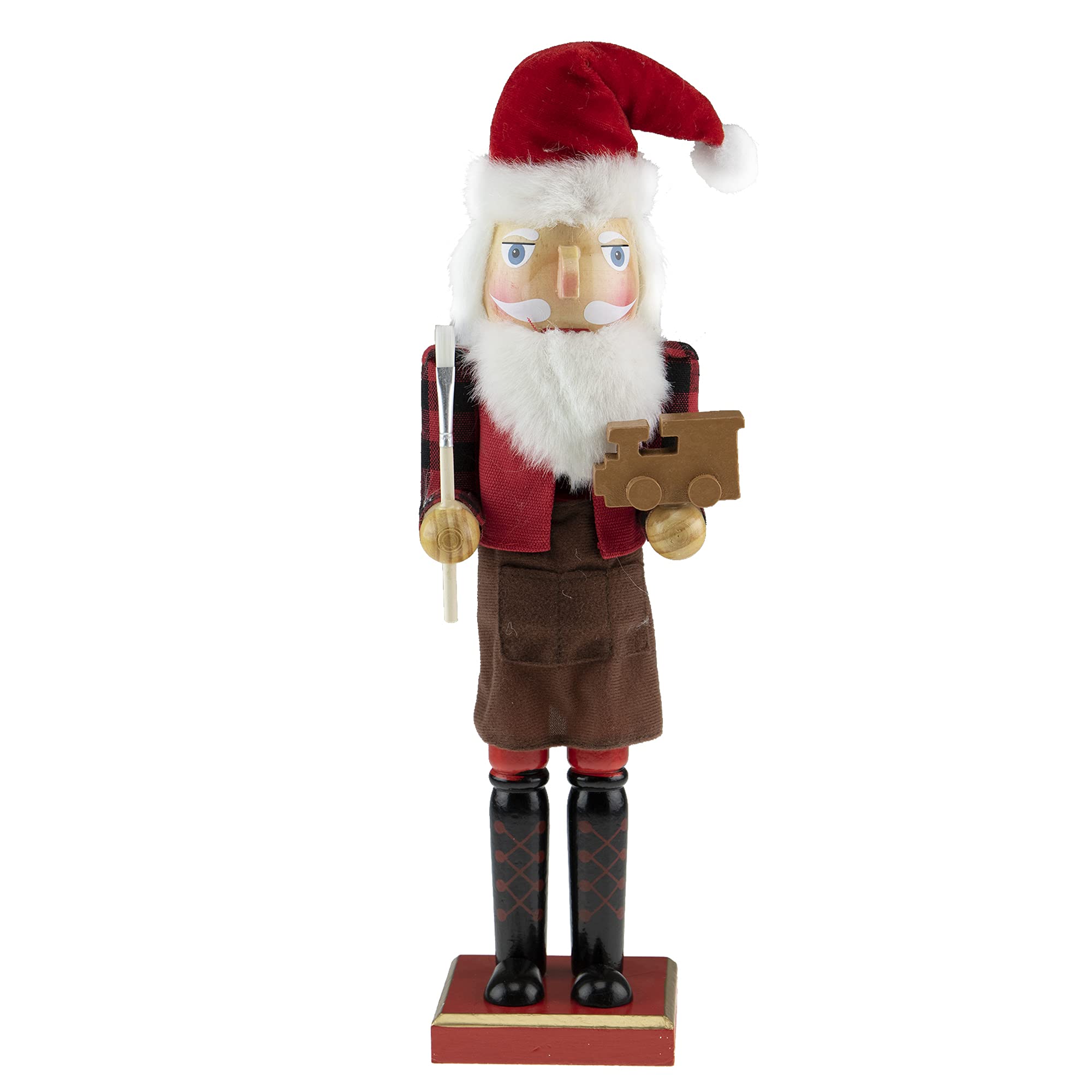 Clever CreationsToy Maker Santa 15 Inch Traditional Wooden Nutcracker, Festive Christmas Décor for Shelves and Tables