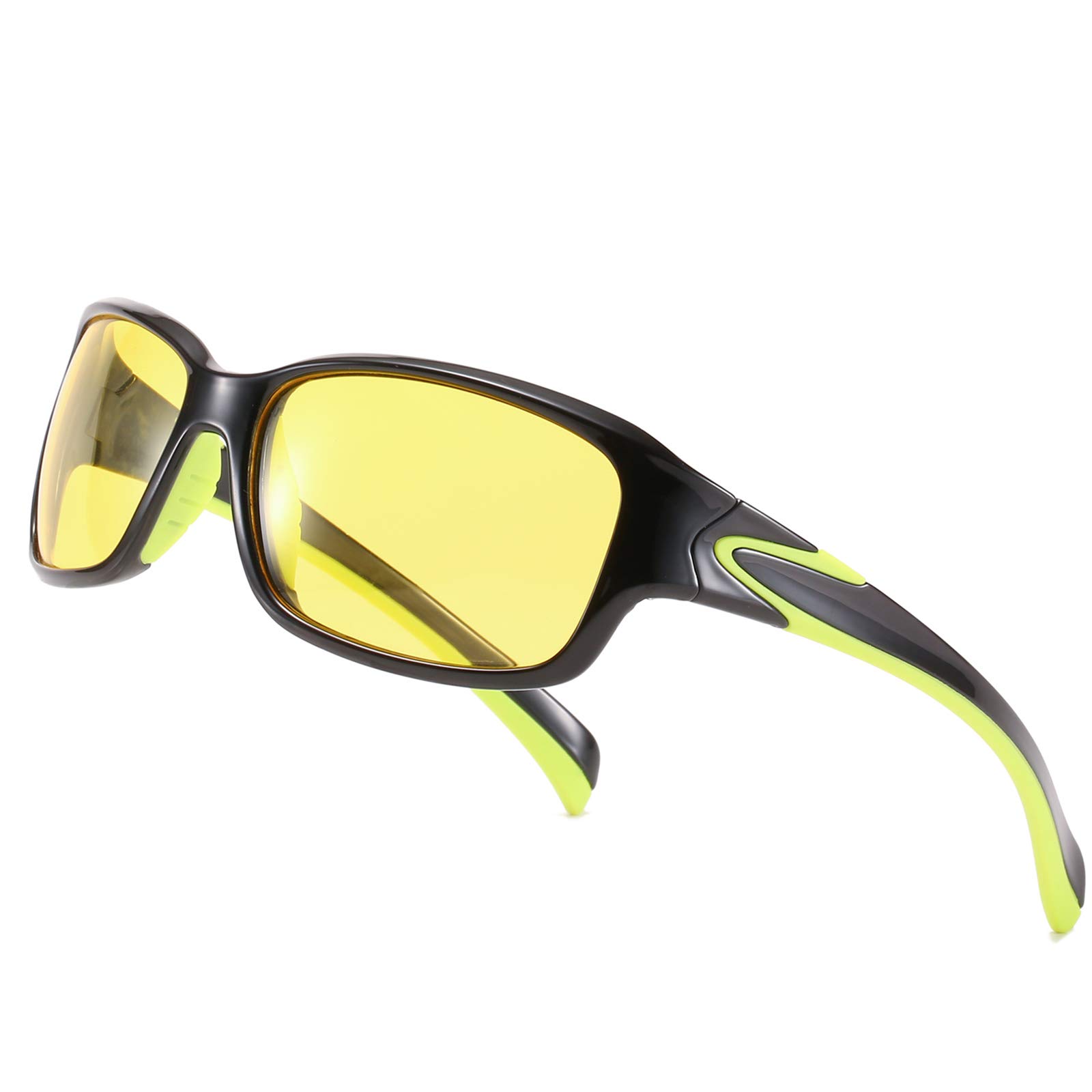 SIPHEW Sports Night-Vision Glasses for Men/Women, Polarized Night-Driving Glasses, Rectangle Nighttime Anti Glare Glasses